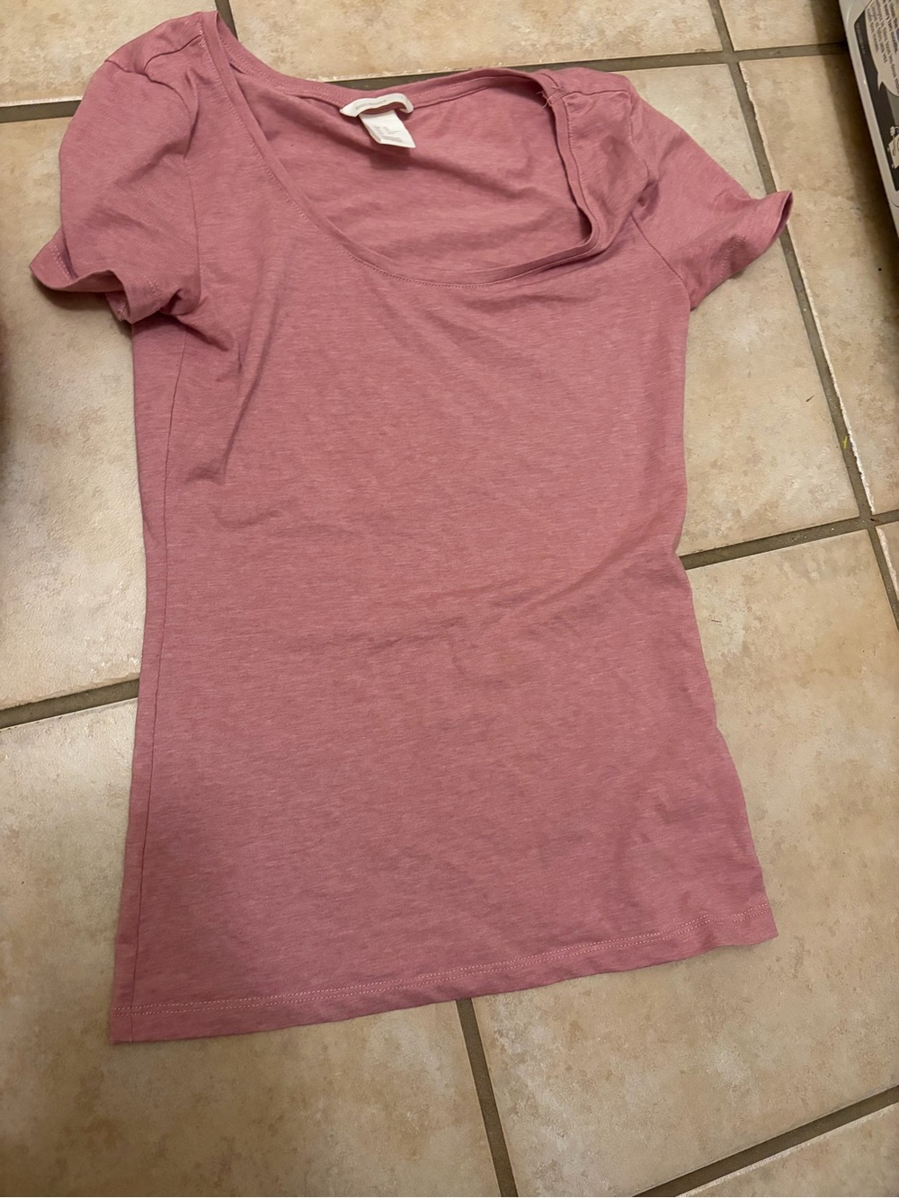 Women's H&M Scoop Neck Short Sleeve Top - Dusty Rose pink